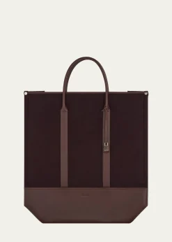 Loro PianaMen's Beam Cashmere and Leather Large Tote Bag