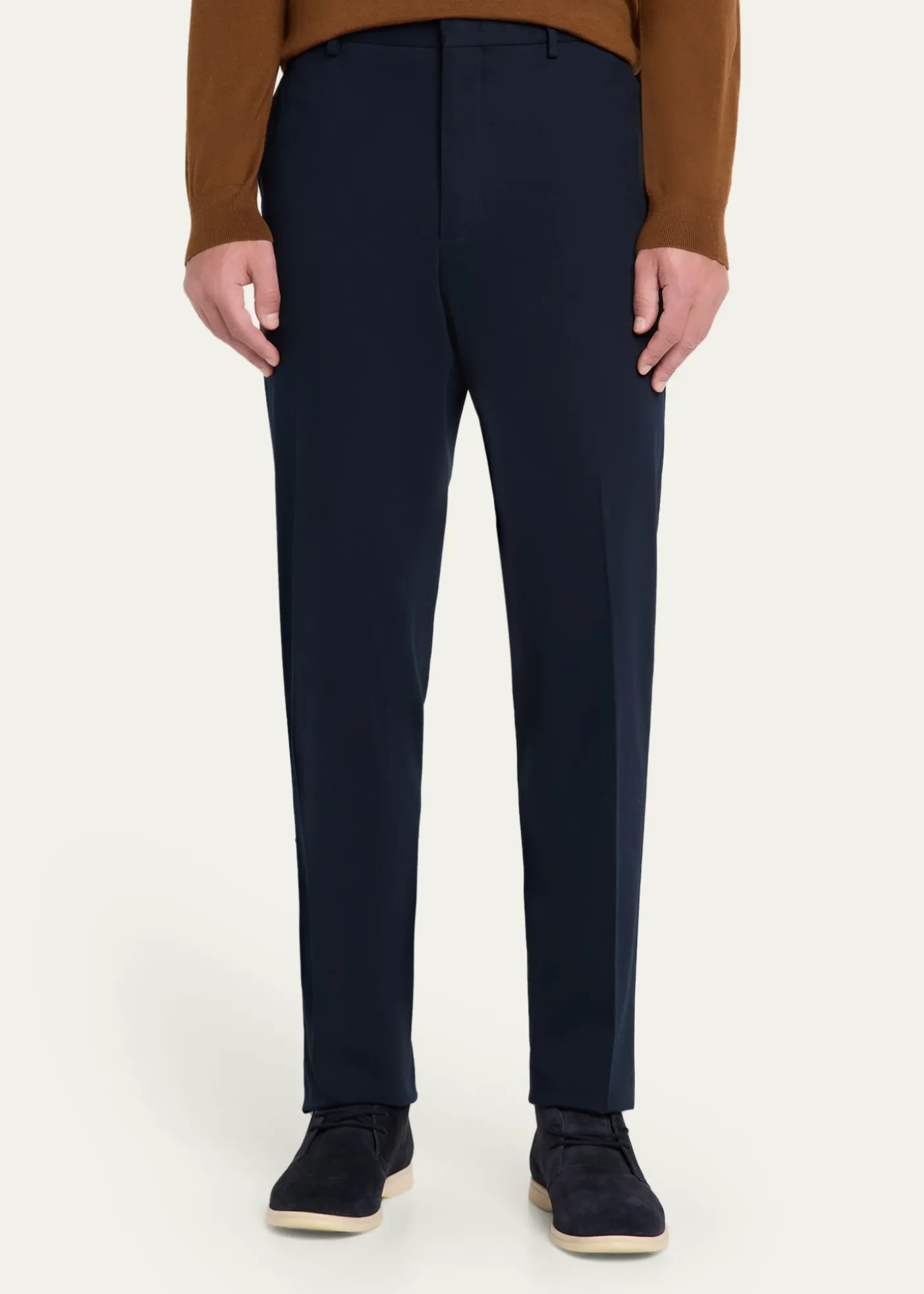 Loro PianaMen's Jarno Cotton Straight Fit Flat-Front Pants