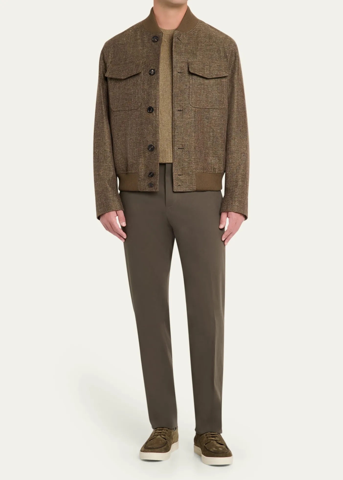 Loro PianaMen's Kiku Linen and Cotton Water-Resistant Bomber Jacket