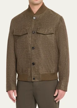 Loro PianaMen's Kiku Linen and Cotton Water-Resistant Bomber Jacket