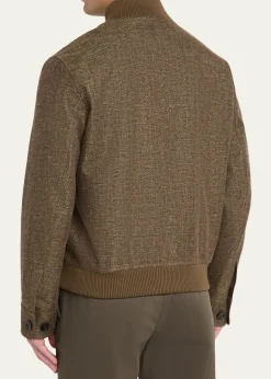 Loro PianaMen's Kiku Linen and Cotton Water-Resistant Bomber Jacket