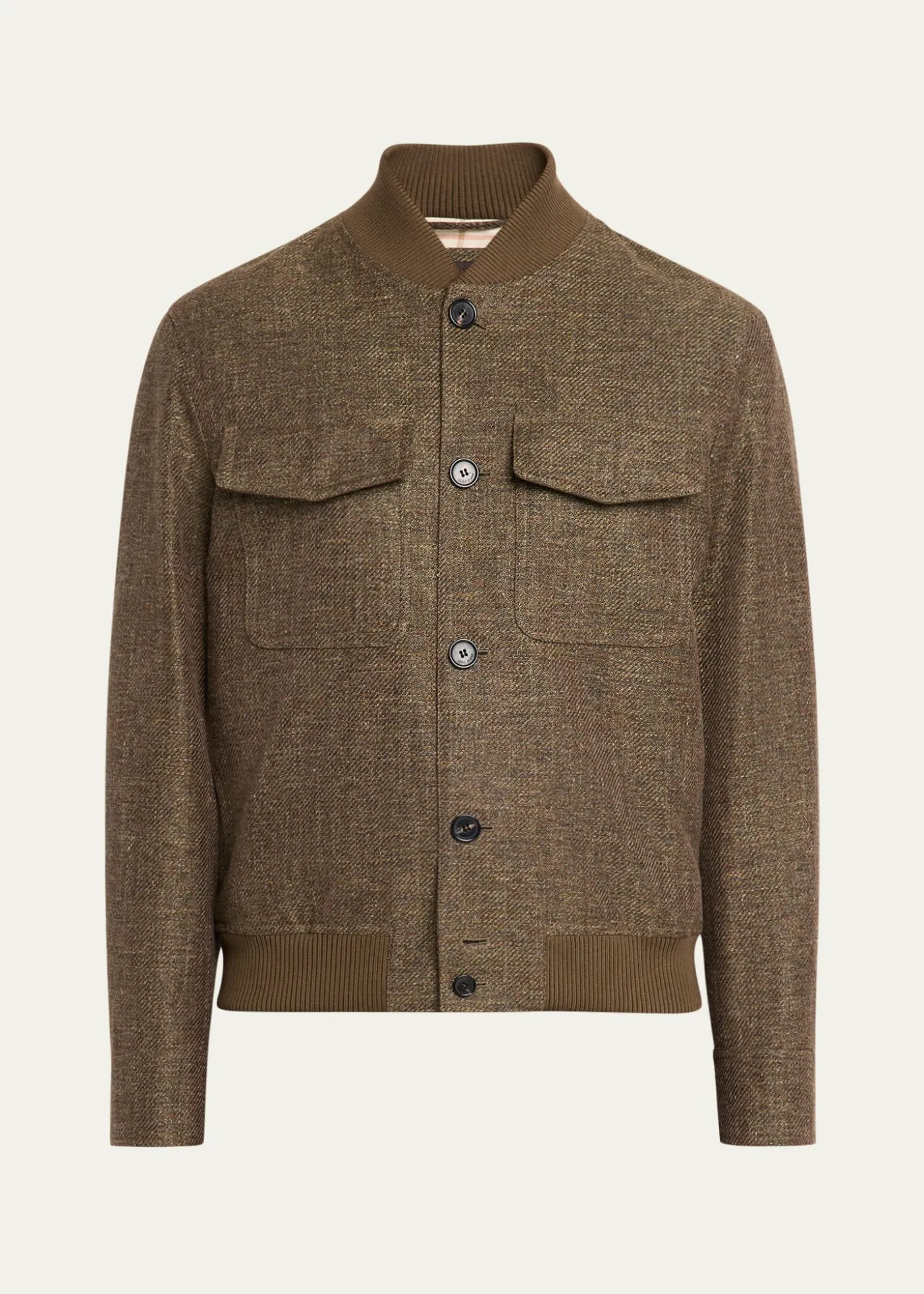 Loro PianaMen's Kiku Linen and Cotton Water-Resistant Bomber Jacket