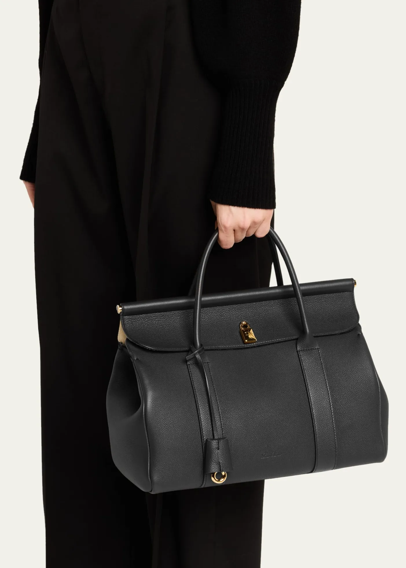 Loro PianaLoom 32 Grained Leather Top-Handle Bag
