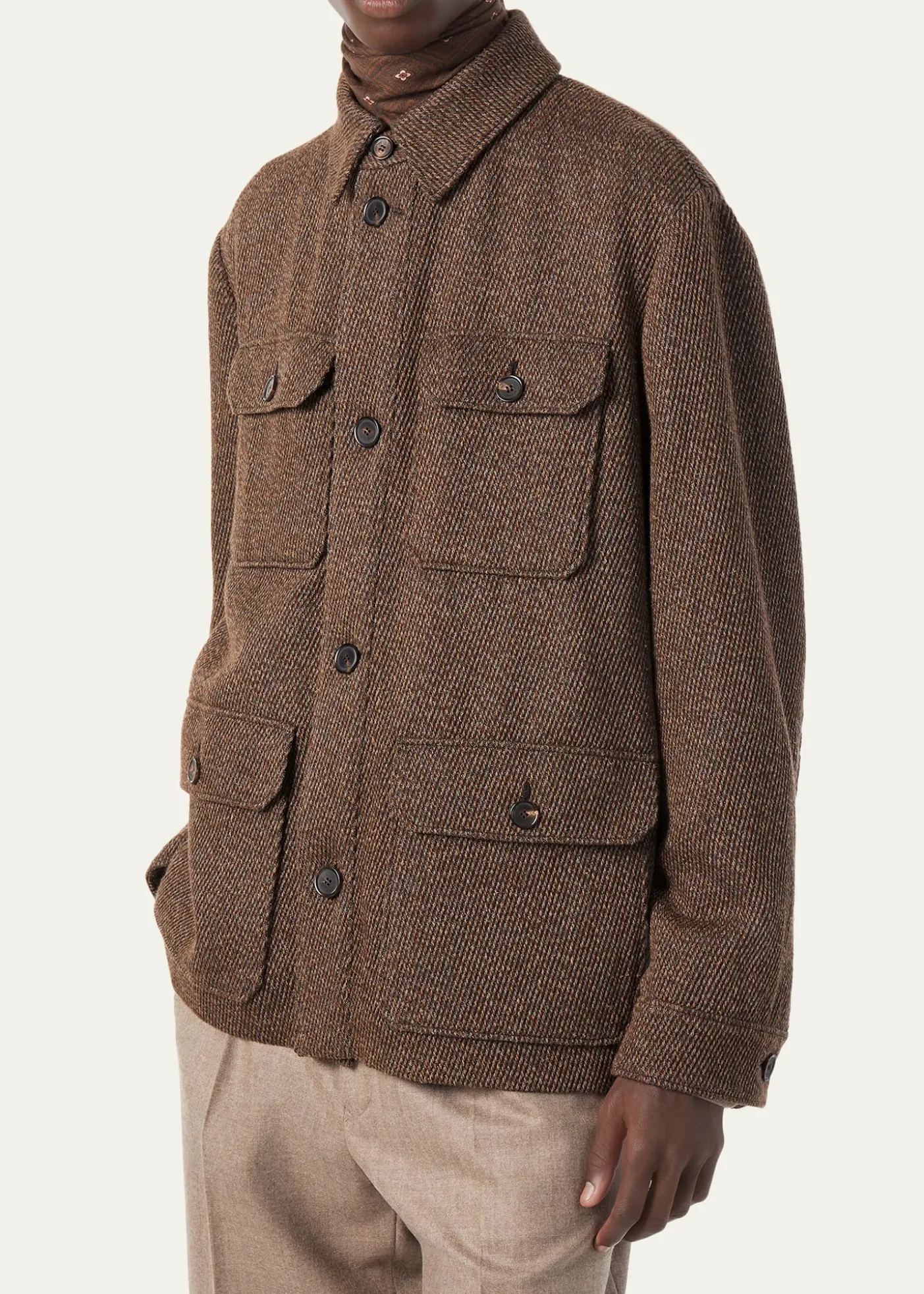 Loro PianaMen's Andover Cannete Flap-Pocket Caban Jacket