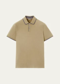 Loro PianaMen's Brentwood Tipped Jersey Pique Polo Shirt