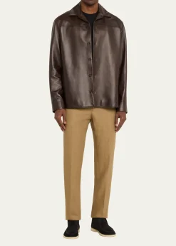 Loro PianaMen's Bruno Leather Overshirt Jacket