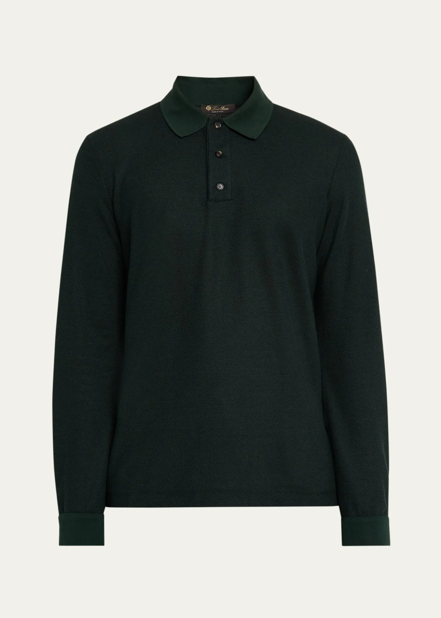 Loro PianaMen's Cerro Cotton and Cashmere Long-Sleeve Polo Shirt