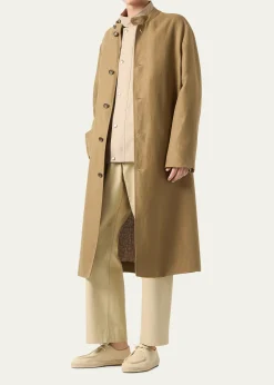 Loro PianaMen's Doran Linen Band-Collar Belted Trench Coat