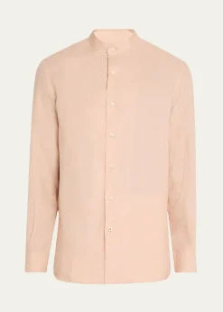 Loro PianaMen's Elia Linen Mandarin-Collar Sport Shirt