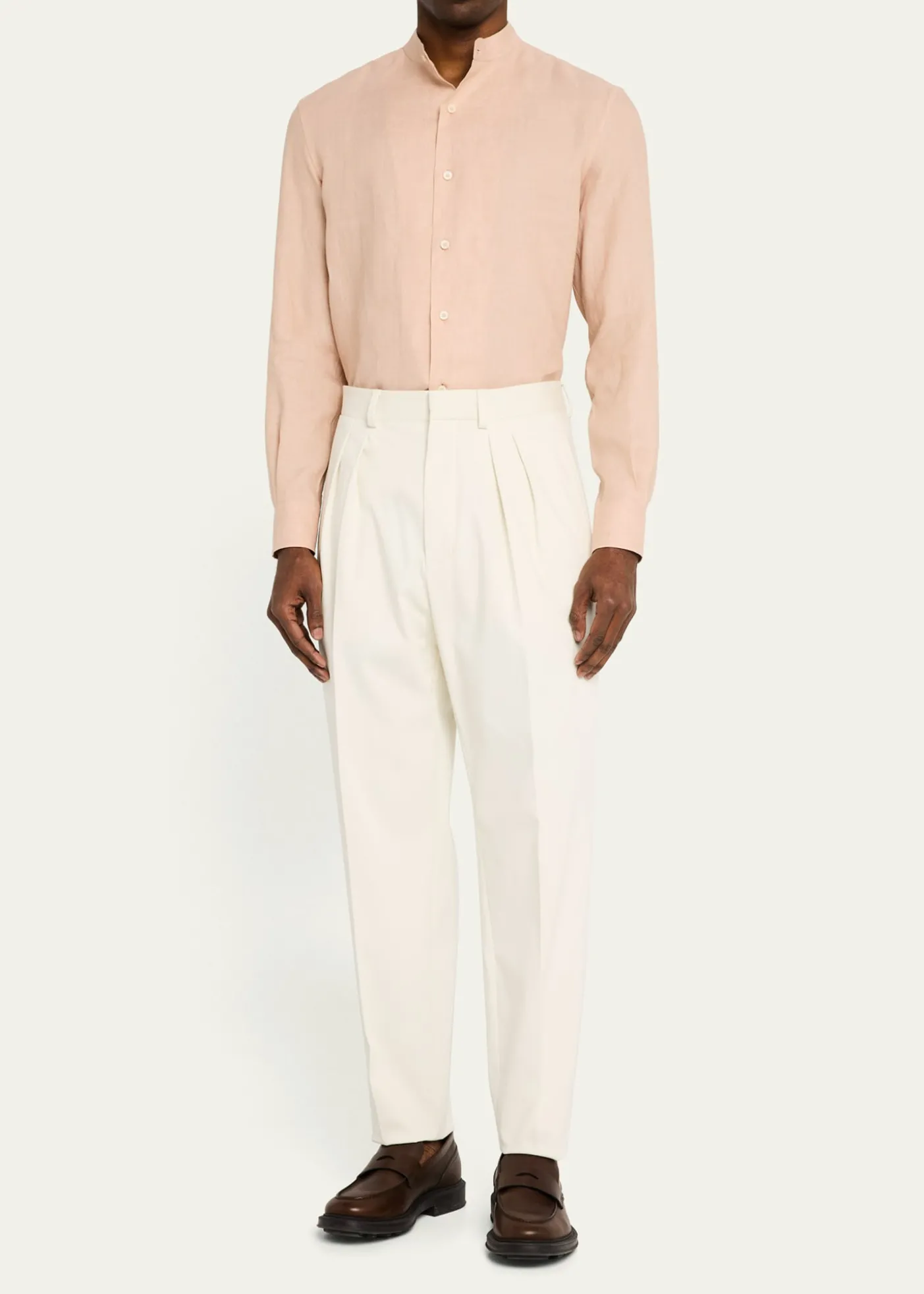 Loro PianaMen's Elia Linen Mandarin-Collar Sport Shirt