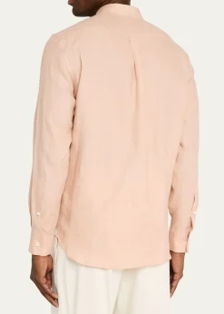Loro PianaMen's Elia Linen Mandarin-Collar Sport Shirt