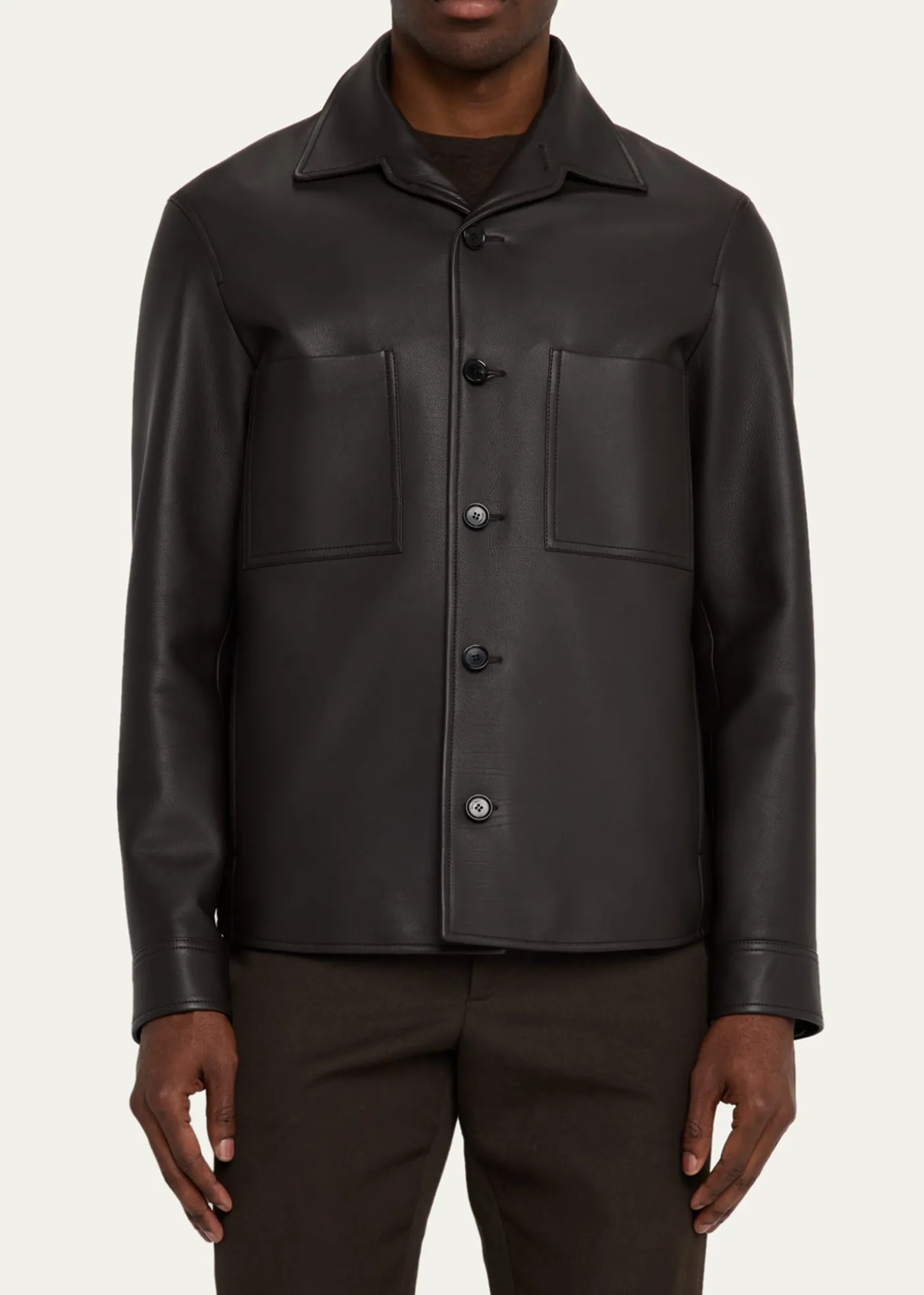 Loro PianaMen's Evandro Calfskin Overshirt