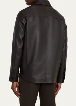 Loro PianaMen's Evandro Calfskin Overshirt