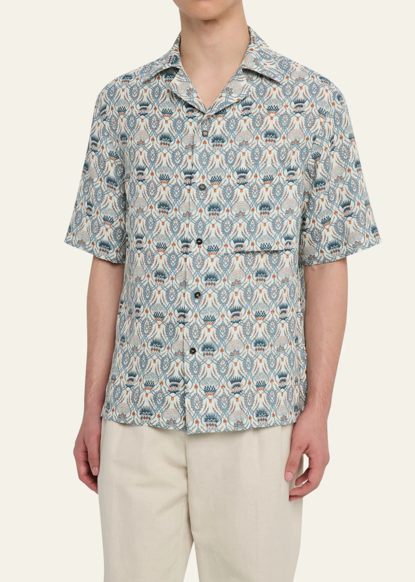 Loro PianaMen's Federico Linen Camp Shirt