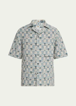 Loro PianaMen's Federico Linen Camp Shirt