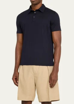 Loro PianaMen's Kim Wool Jersey Polo Shirt
