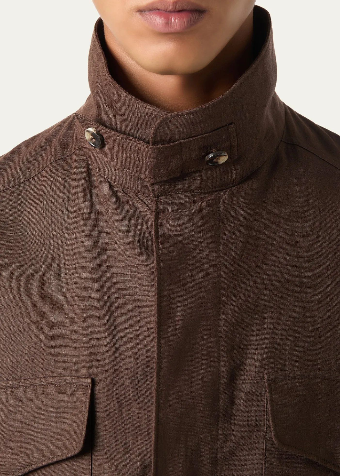 Loro PianaMen's Linen Traveller Full-Zip Field Jacket