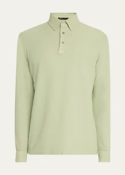 Loro PianaMen's Long-Sleeve Pique Polo Shirt