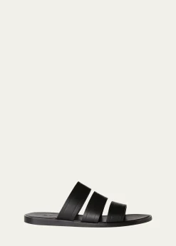 Loro PianaMen's Naha Seawalk Leather Slide Sandals