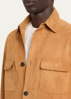 Loro PianaMen's Oversized Suede Shirt Jacket