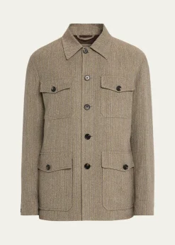 Loro PianaMen's Piers Linen and Virgin Wool Field Jacket