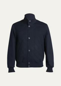 Loro PianaMen's Reversible Quilted Cashmere Bomber Jacket