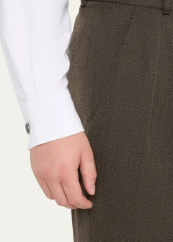 Loro PianaMen's Stafford Wool Twill Pleated Trousers