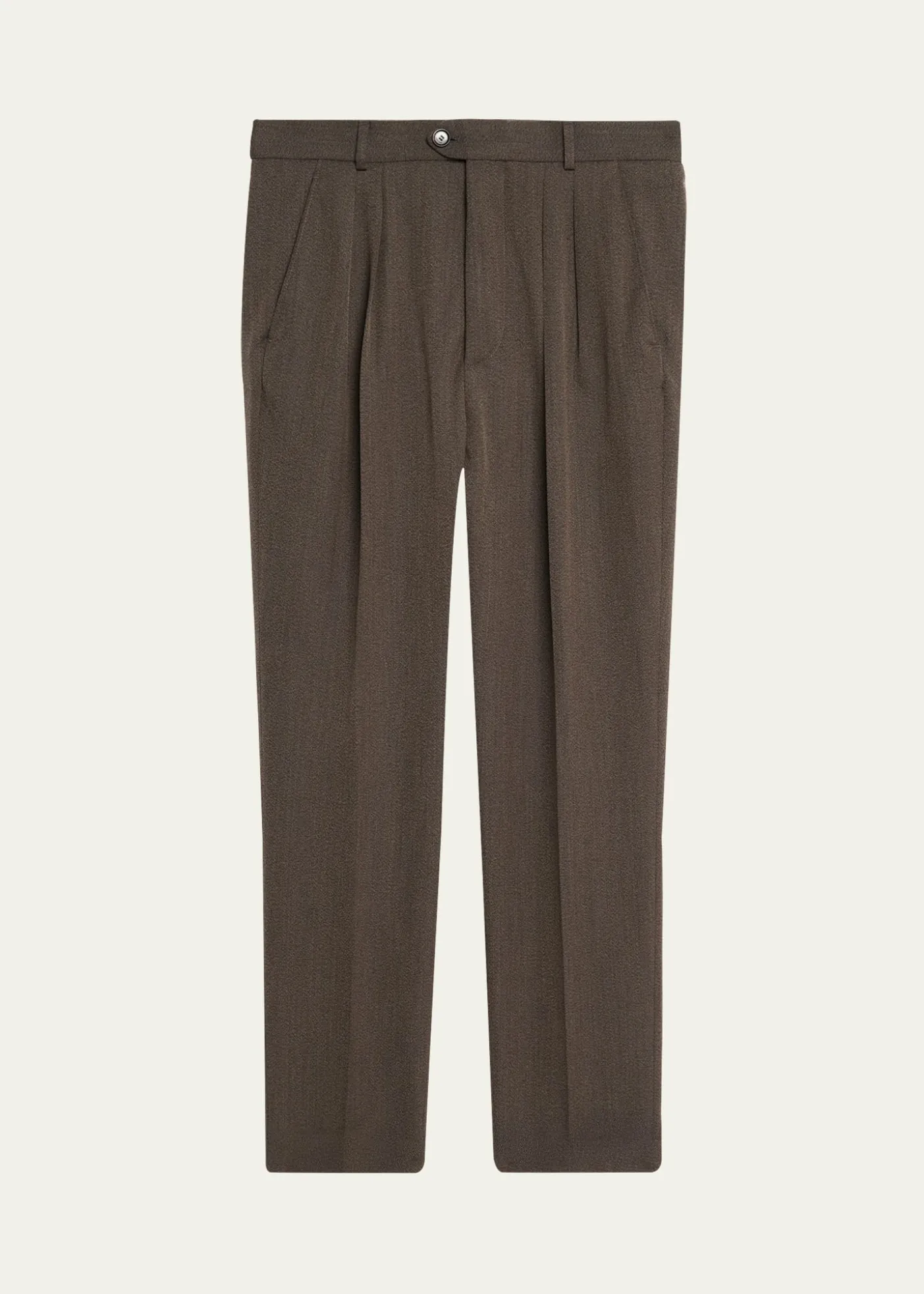 Loro PianaMen's Stafford Wool Twill Pleated Trousers