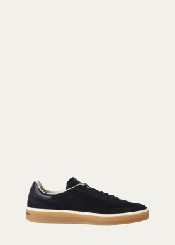 Loro PianaMen's Tennis Walk Suede T-Toe Low-Top Sneakers