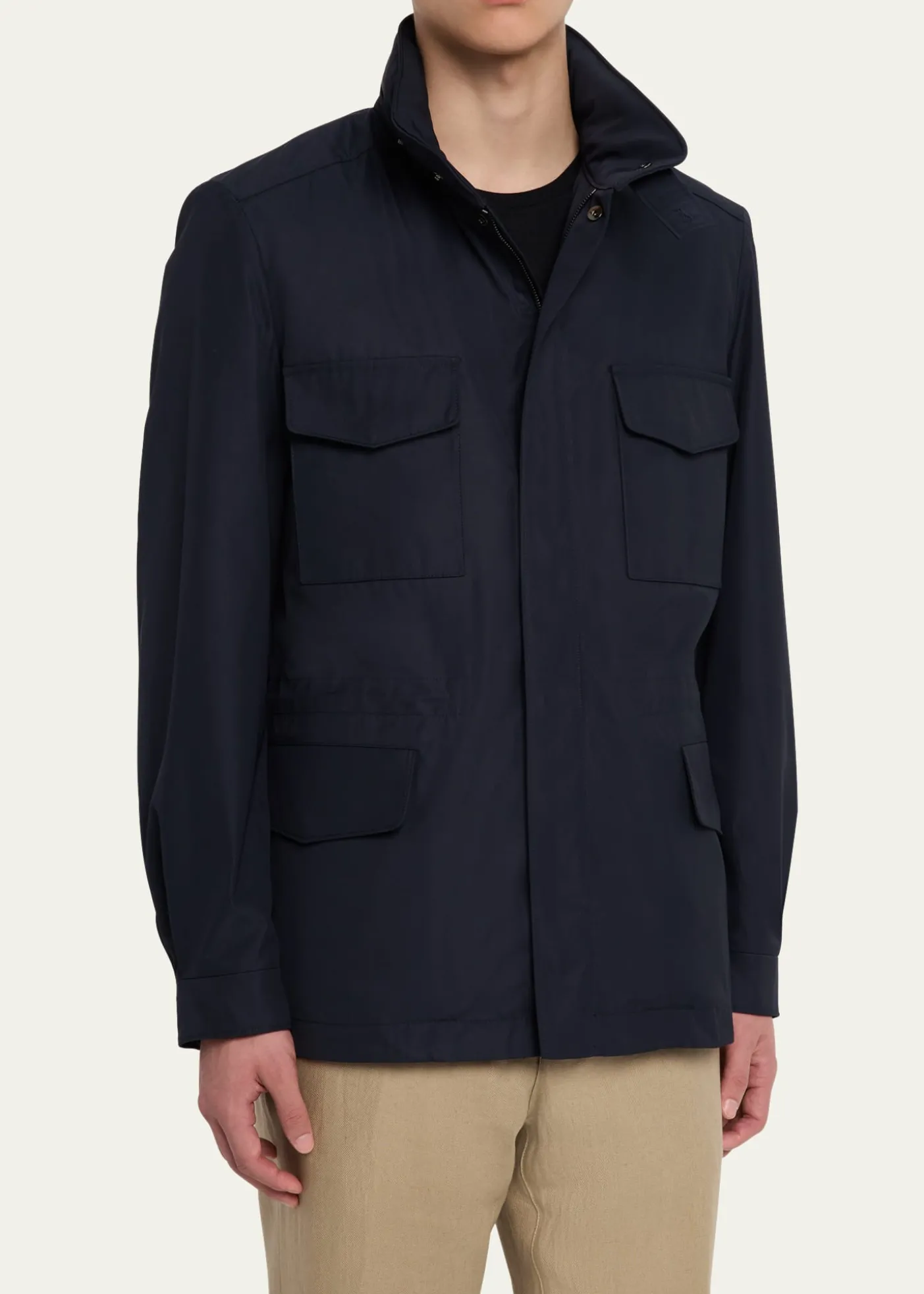 Loro PianaMen's Traveler Field Jacket with Stowaway Hood