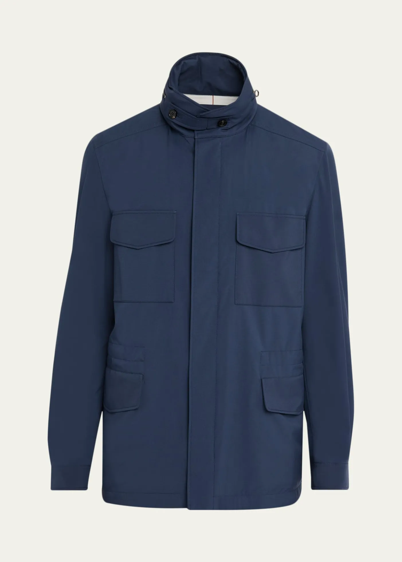 Loro PianaMen's Traveller Storm System Microfiber Field Jacket with Hood