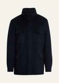 Loro PianaMen's Traveller Water-Resistant Cashmere Field Jacket