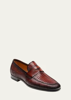 MagnanniMen's Vincente Lizard Penny Loafers