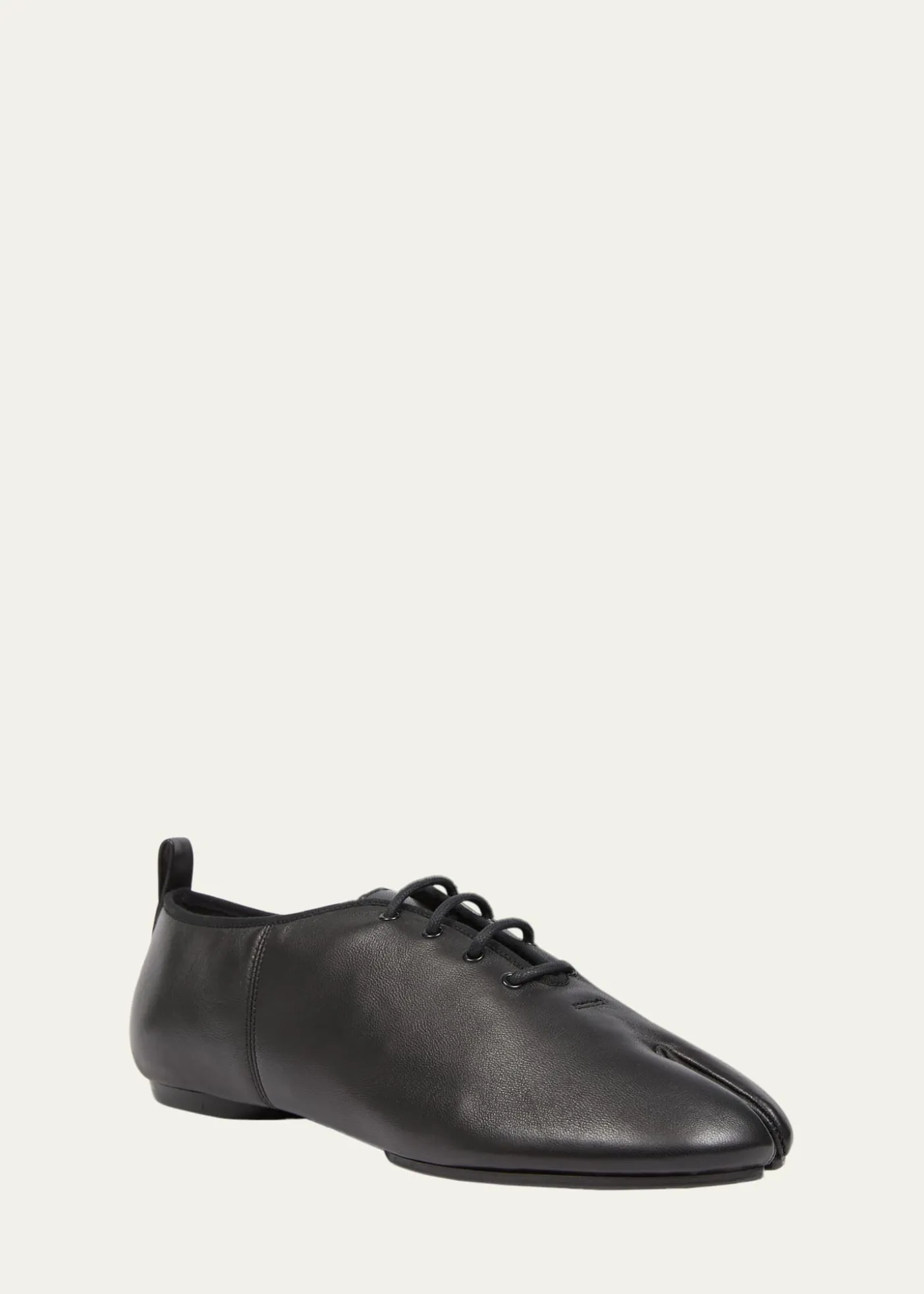 Maison MargielaMen's Tabi Jazz Leather Lace-Up Ballerina Flats