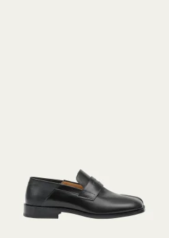 Maison MargielaMen's Tabi Leather Penny Loafers