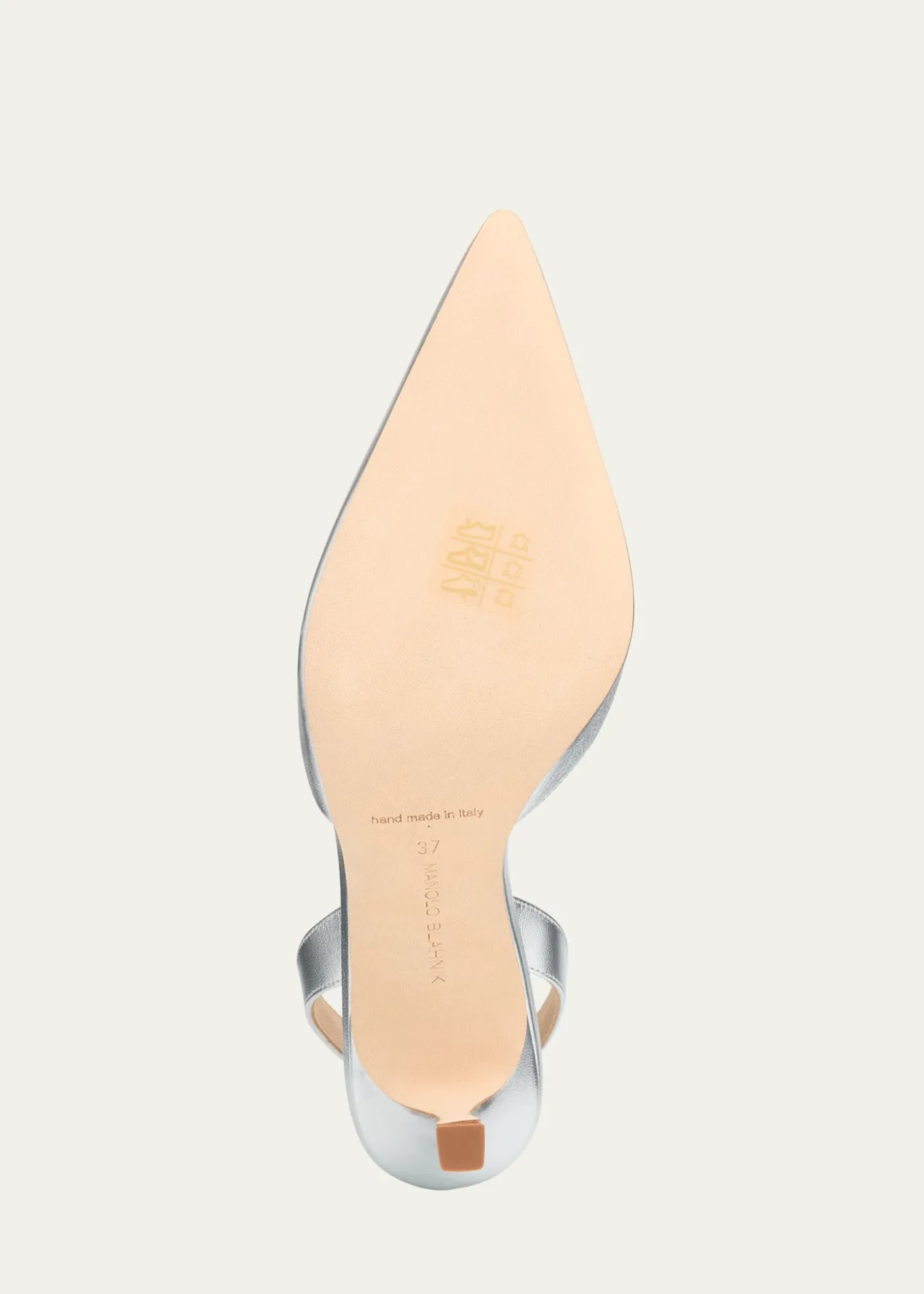 Manolo BlahnikCarolyne Metallic Leather Mid-Heel Slingback Pumps