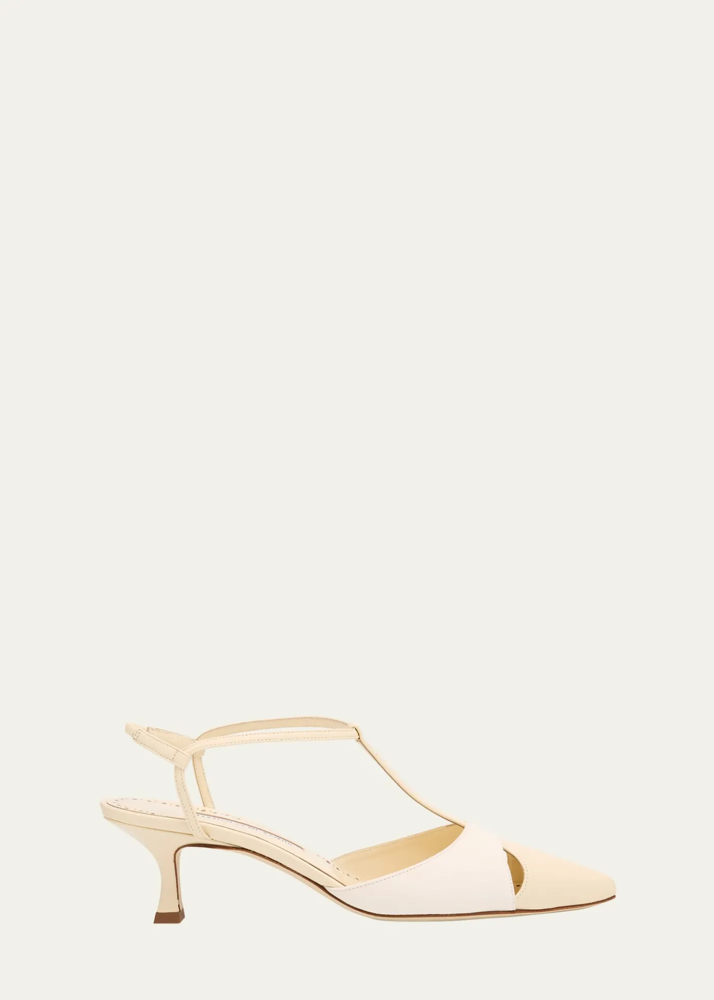 Manolo BlahnikMixed Leather T-Strap Pumps