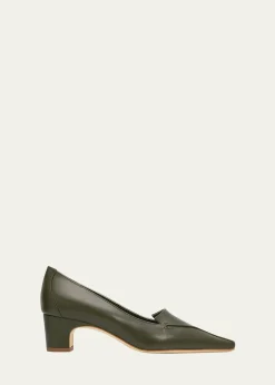 Manolo Blahnik50mm Cleofelo Low-Heel Leather Pumps