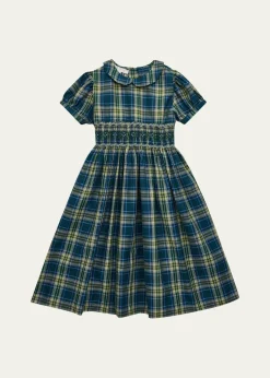 Mariella FerrariGirl's Smocked Cotton Plaid Dress, Size 3-12