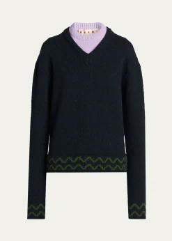 MarniLayered Wool Sweater
