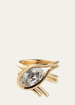 Mason and Books14K Drapped Lasso Ring with Diamond, Size 7.5