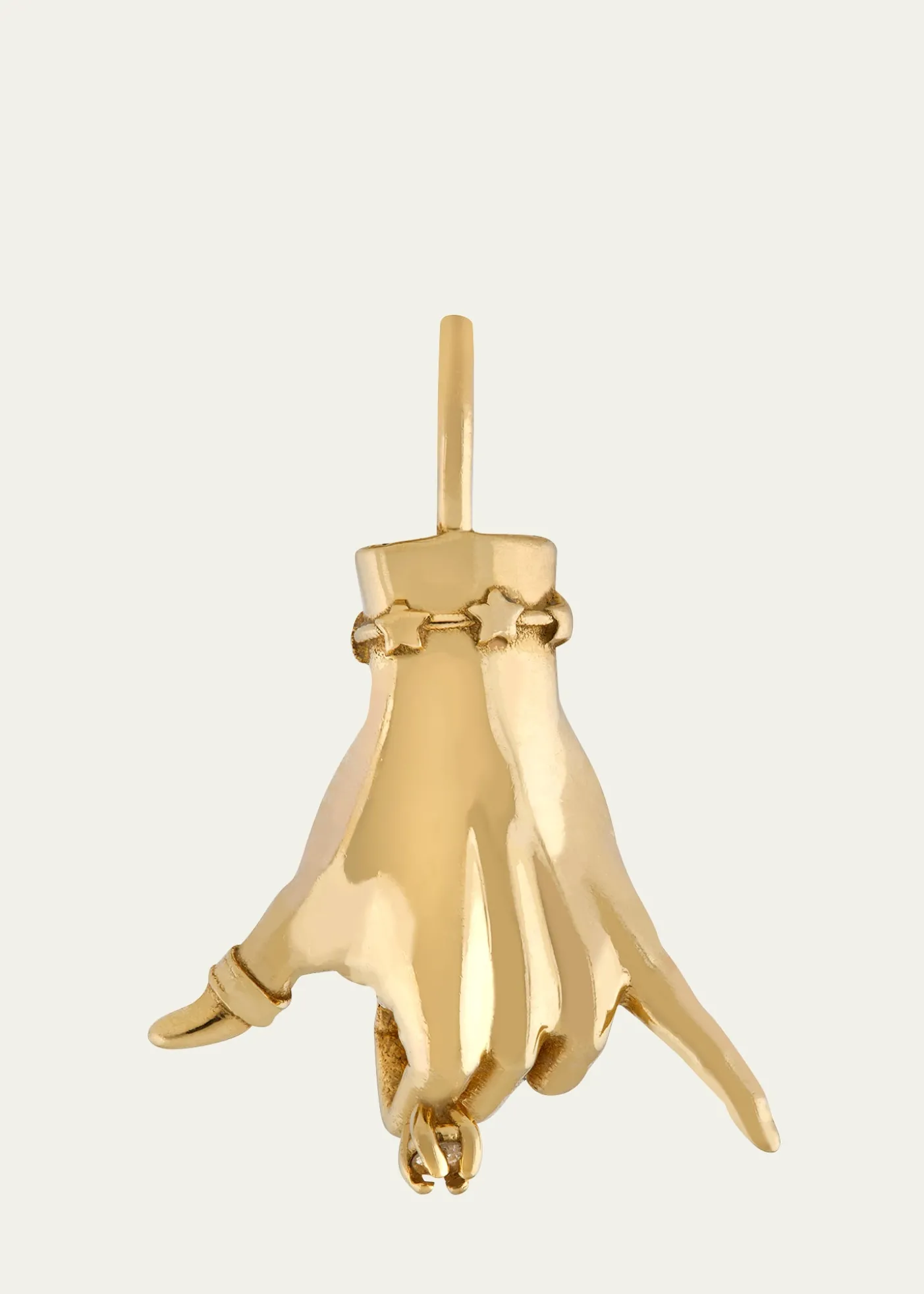 Maura Green Jewelry14K Yellow Gold Shaka LadyFinger Pendant with Diamond