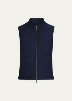 Maurizio BaldassariMen's Summer Full-Zip Vest with Knit Sides