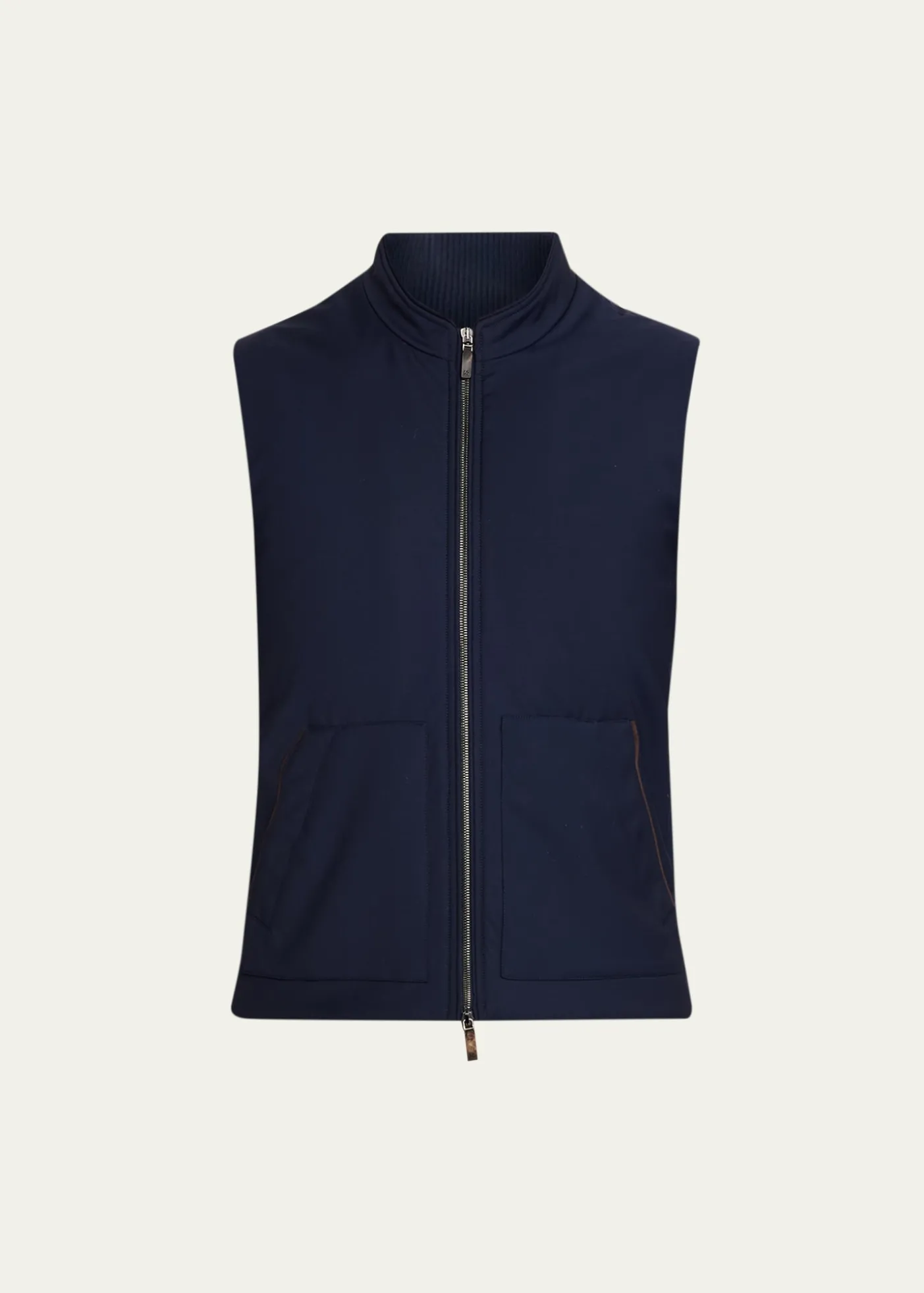 Maurizio BaldassariMen's Summer Full-Zip Vest with Knit Sides