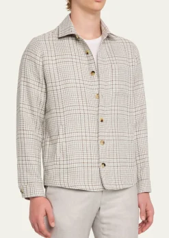 Maurizio BaldassariMen's Linen, Silk and Wool Overshirt with Pockets