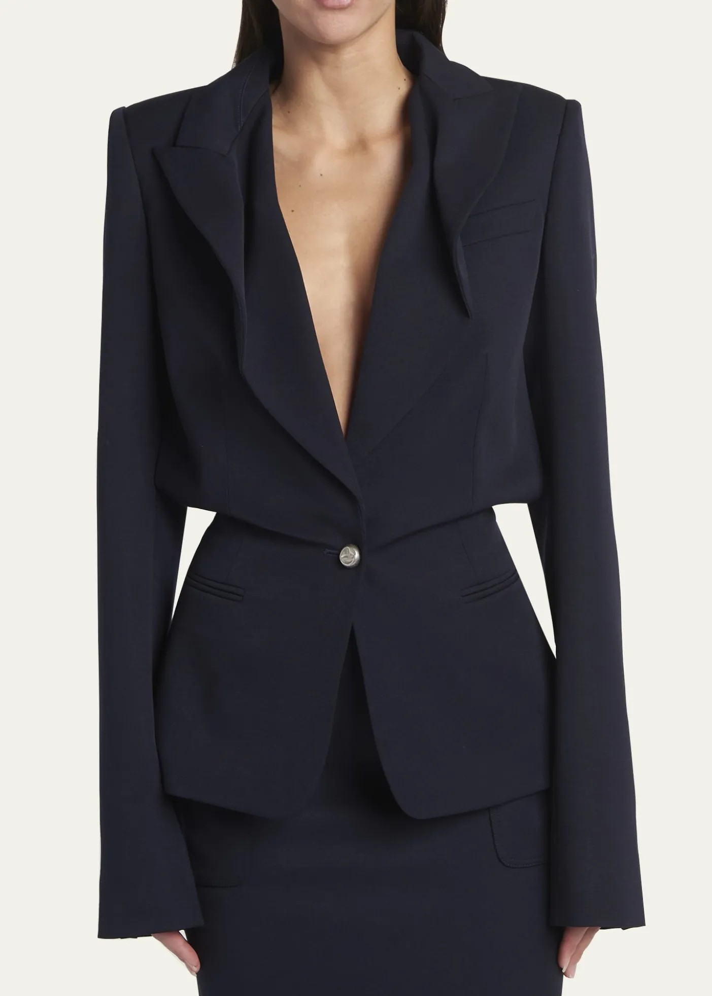 McQueenCertified Wool Folded Lapel Single-Breasted Jacket