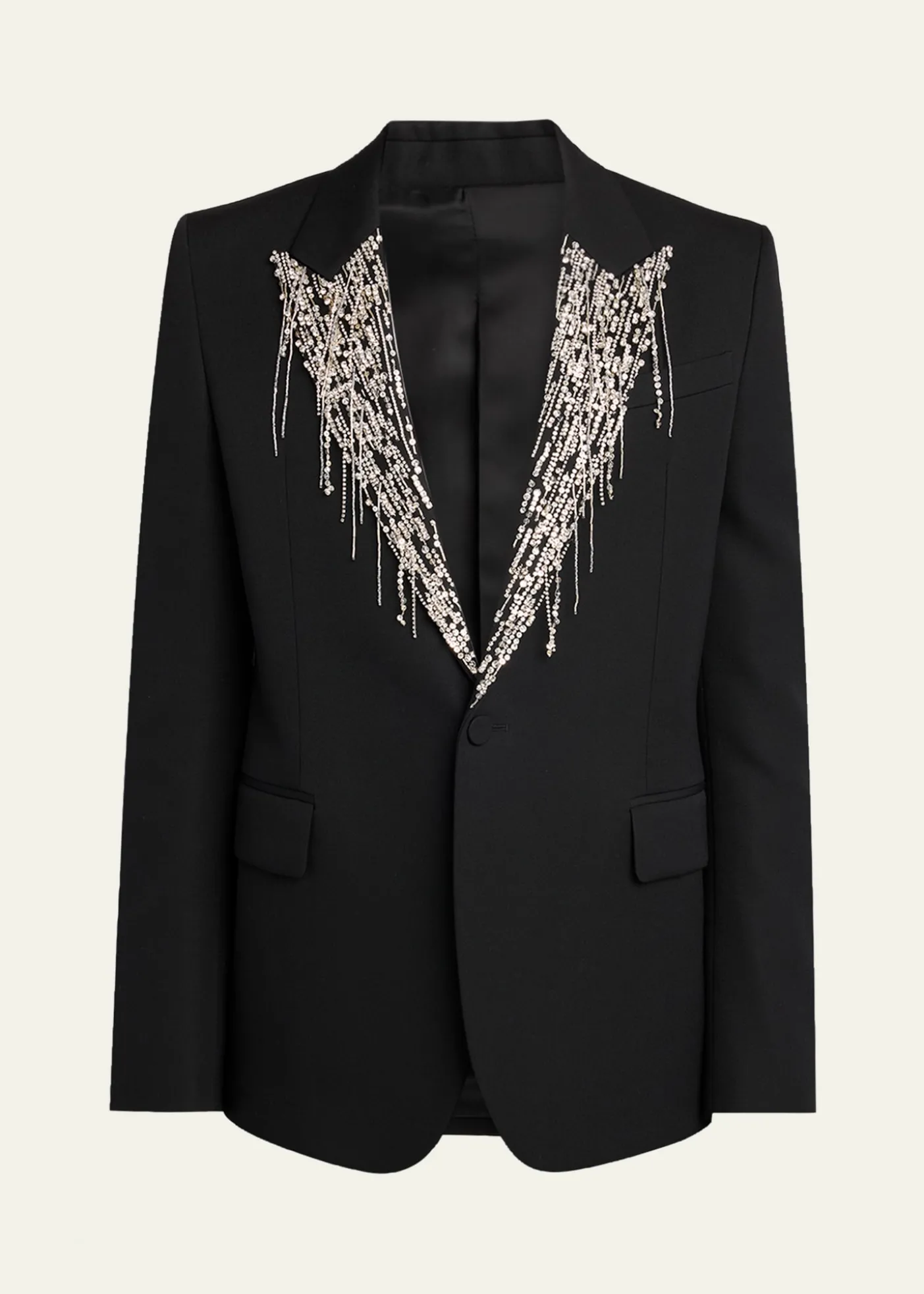 McQueenMen's Crystal Embroidery Single-Breasted Sport Coat