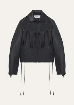 McQueenMen's Western Fringe-Trim Leather Jacket