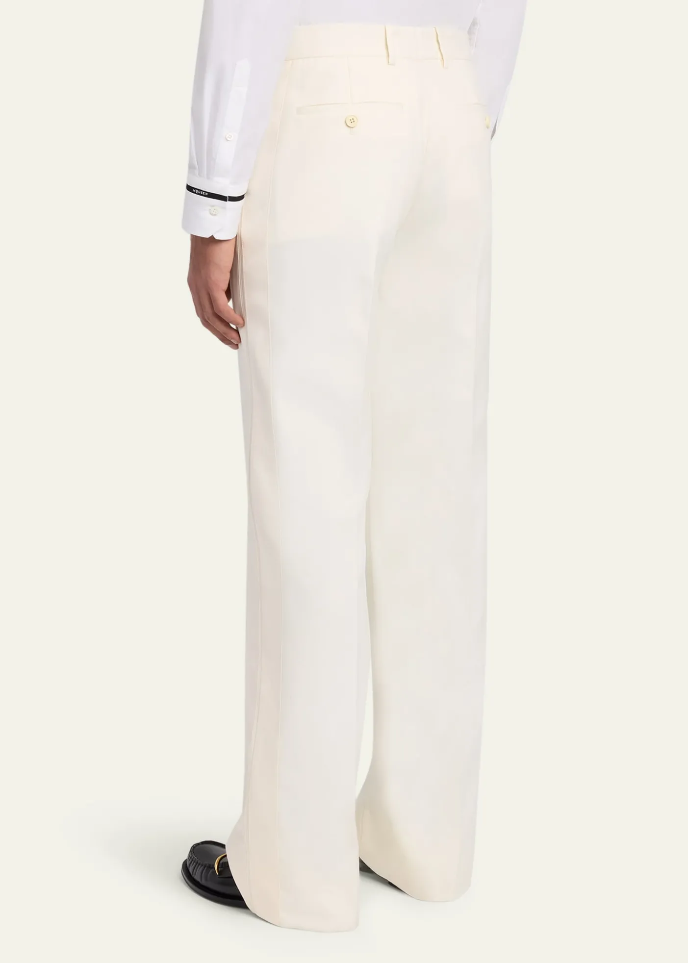 McQueenMen's Wool Pintuck-Pleated Wide-Leg Trousers