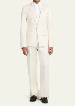McQueenMen's Wool Pintuck-Pleated Wide-Leg Trousers